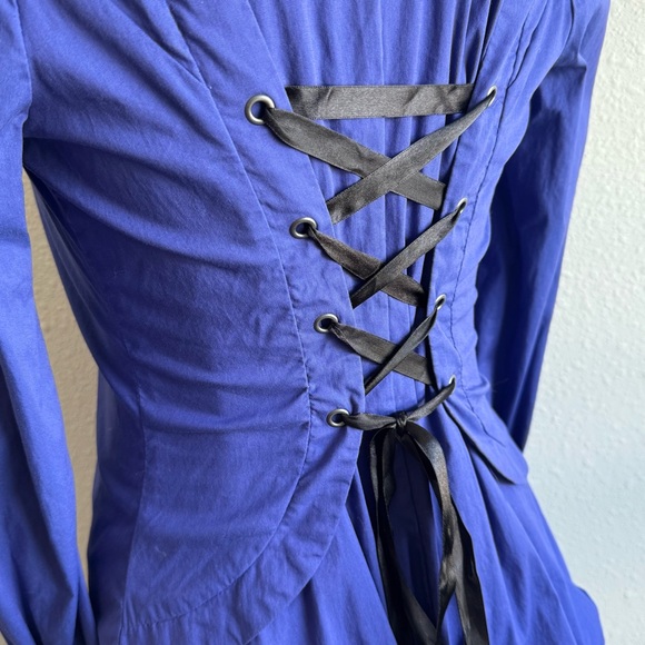 2B BEBE Purple Black Victorian Corset Lace Long Sleeve Shirt Asymmetric Button - Picture 5 of 11
